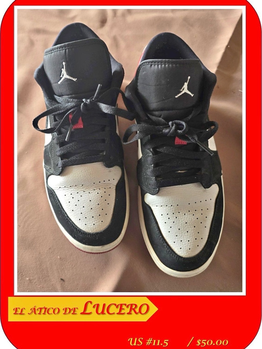 Nike Men’s Low-Top Sneakers in Black, White and Red